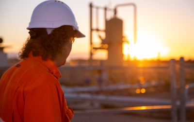 Worker on wellsite